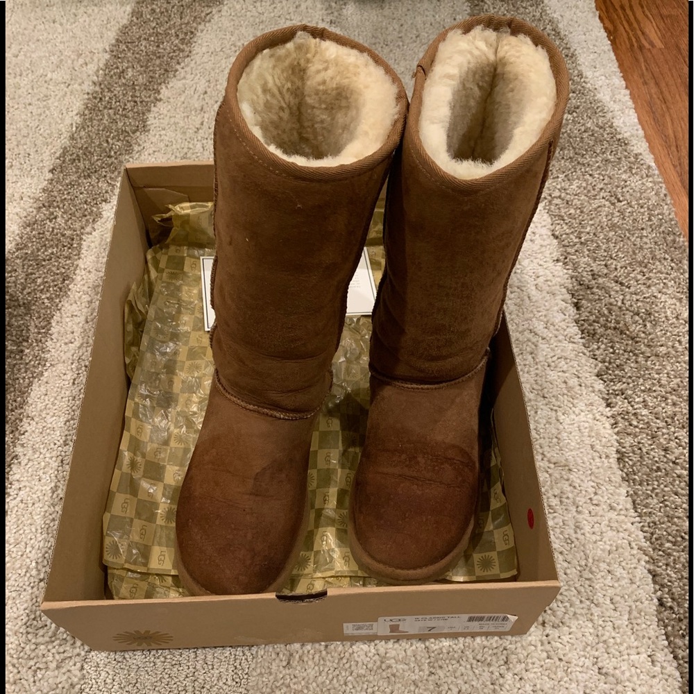 Authentic UGG classic tall boots in chestnut color